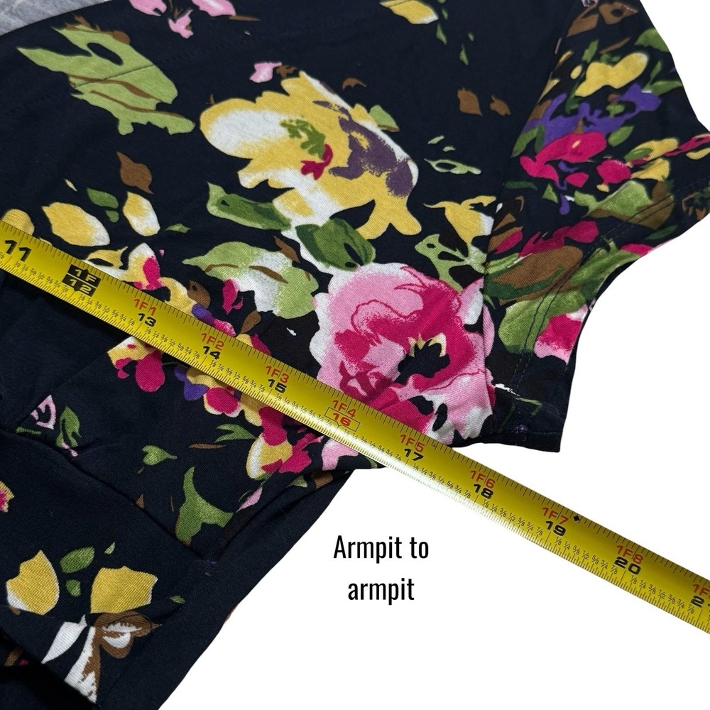 Lascana for Venus Navy Floral Handkerchief Hem Belted Jersey Knit Dress XL - Picture 10 of 11